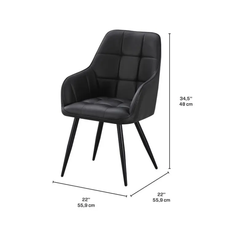 Upholstered Chairs with Armrests (Set of 2) - Black Outlet