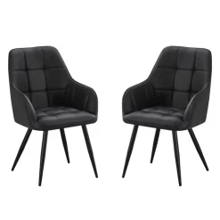 Upholstered Chairs with Armrests (Set of 2) - Black Outlet