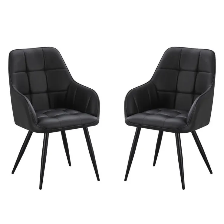 Upholstered Chairs with Armrests (Set of 2) - Black Outlet