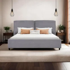 Upholstered King Bed with Headboard (78'') Grey New