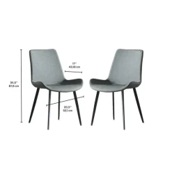 Upholstered Kitchen Chairs (Set of 2) - Grey Dark Grey Hot