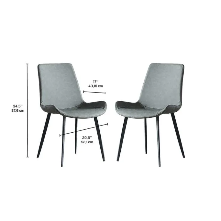 Upholstered Kitchen Chairs (Set of 2) - Grey Dark Grey Hot