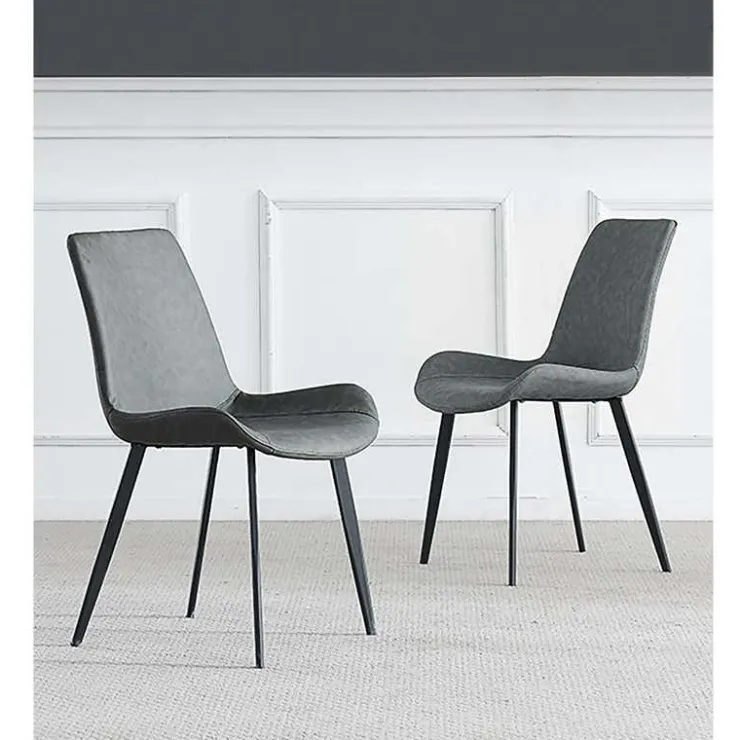 Upholstered Kitchen Chairs (Set of 2) - Grey Dark Grey Hot