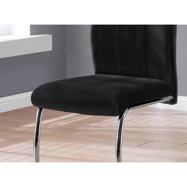Monarch Velvet Chairs with Chrome Base (Set of 2) - - Black Sale