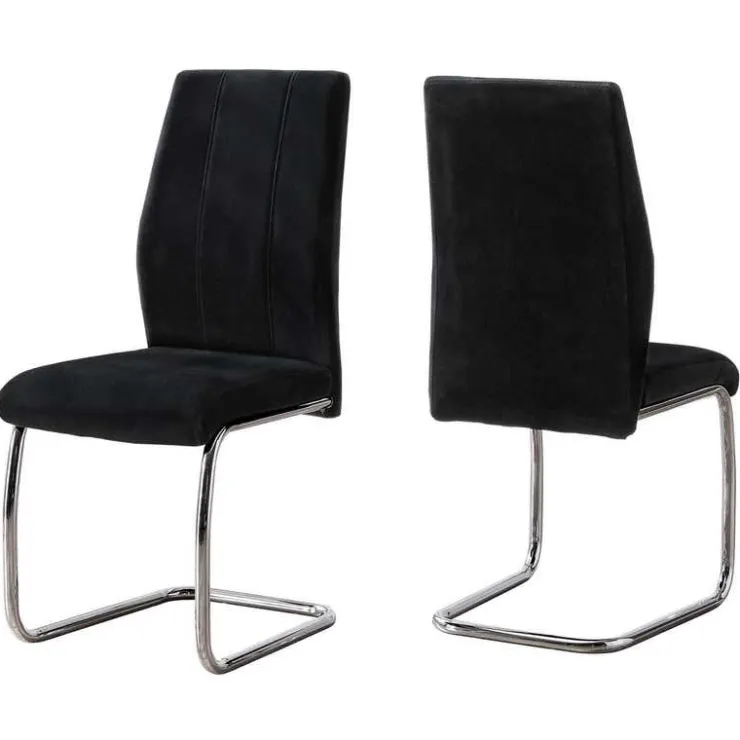 Monarch Velvet Chairs with Chrome Base (Set of 2) - - Black Sale
