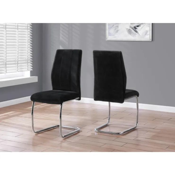 Monarch Velvet Chairs with Chrome Base (Set of 2) - - Black Sale