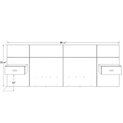 SUA-V Wall Units with 2 Integrated Nightstands for Full Beds - Natural New