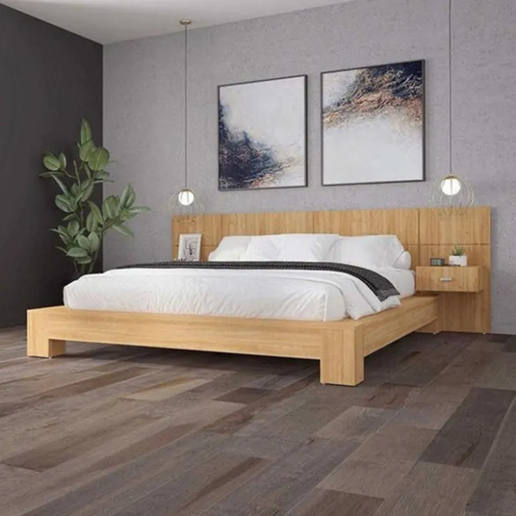 SUA-V Wall Units with 2 Integrated Nightstands for Queen Beds - Natural Sale