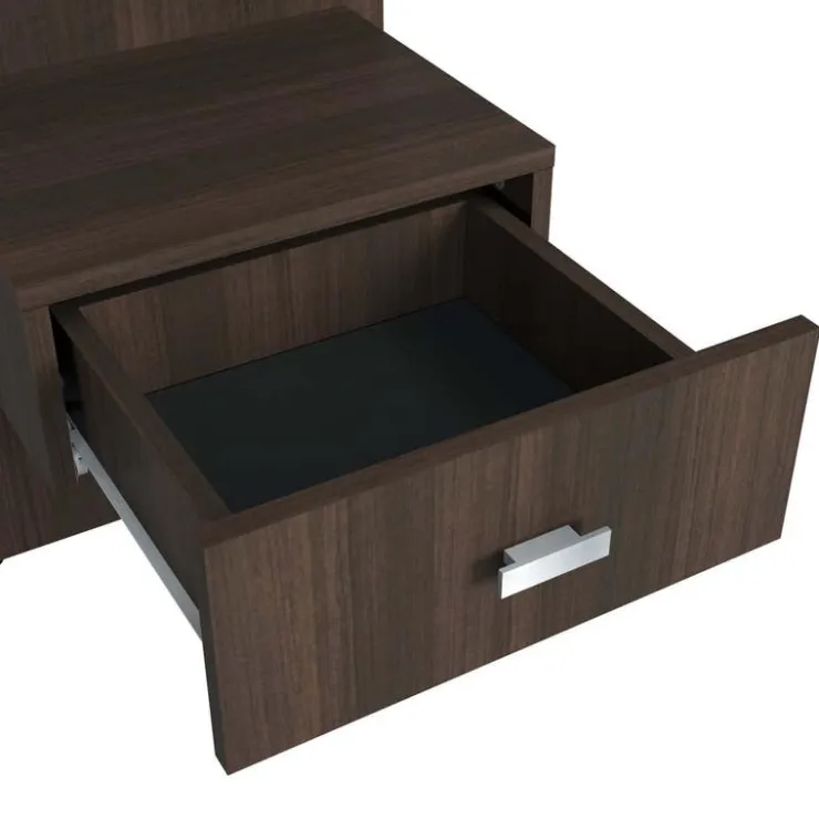 SUA-V Wall Units with 2 Integrated Nightstands for Full Beds - Taupe Brown New