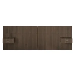 SUA-V Wall Units with 2 Integrated Nightstands for Full Beds - Taupe Brown New