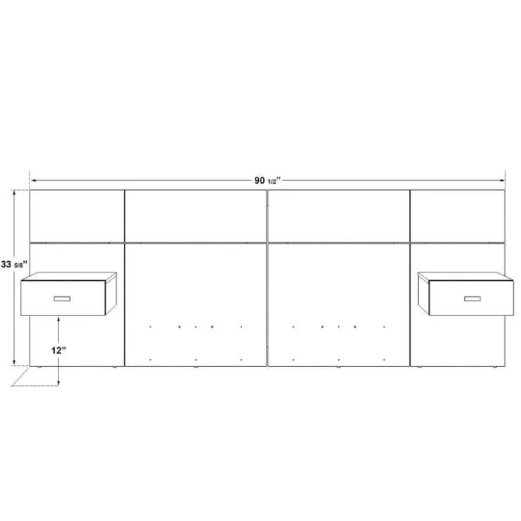 SUA-V Wall Units with 2 Integrated Nightstands for Full Beds - Taupe Brown New