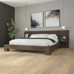 SUA-V Wall Units with 2 Integrated Nightstands for Queen Beds - Taupe Brown Online