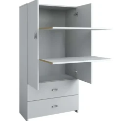 SUA-V Wardrobe with 2 Large Drawers - White New