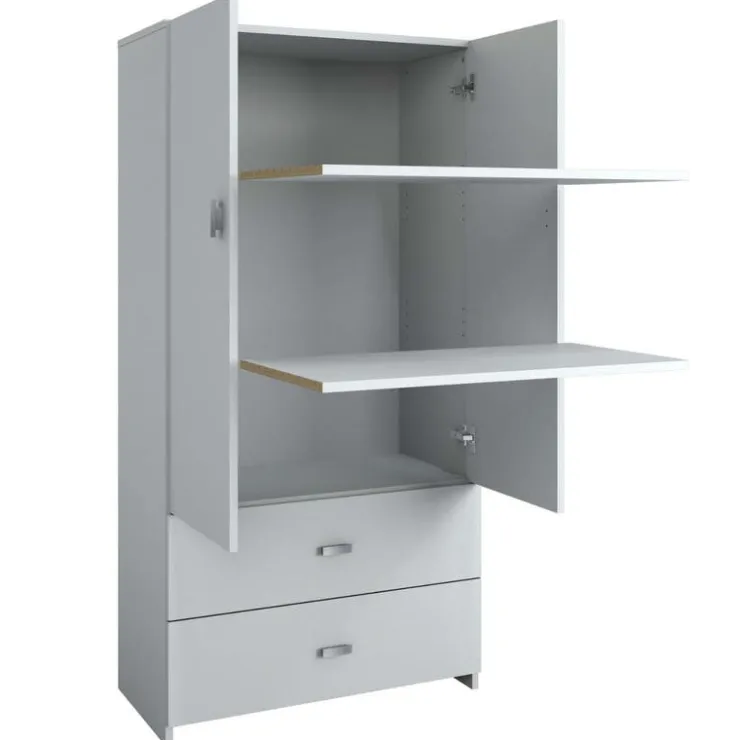 SUA-V Wardrobe with 2 Large Drawers - White New