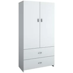 SUA-V Wardrobe with 2 Large Drawers - White New