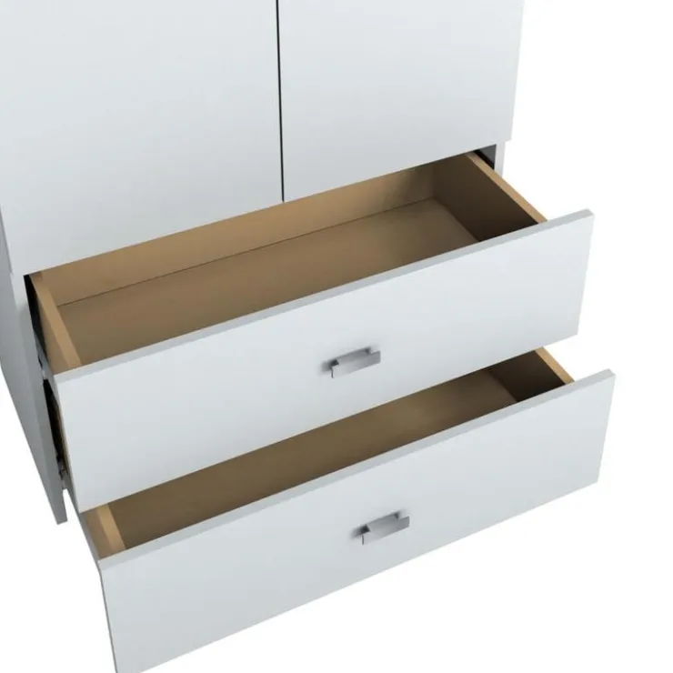SUA-V Wardrobe with 2 Large Drawers - White New