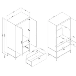 Meubles South Shore Wardrobe With Doors And Drawer - South Shore Nordik Oak Outlet