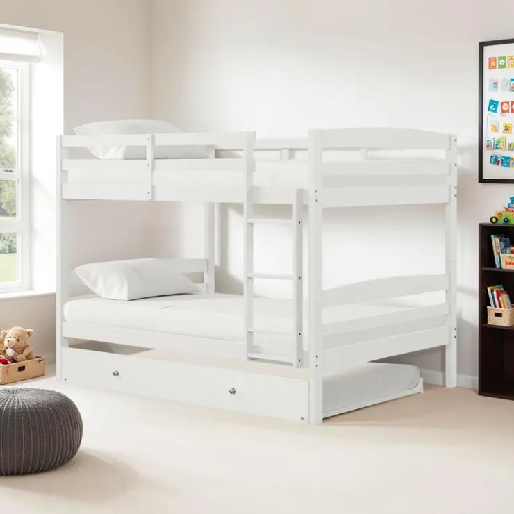 Bunk Bed with Trundle Bed - 54"/54" White Online