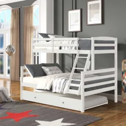 Bunk Bed with Trundle Bed - 39"/54" White Online