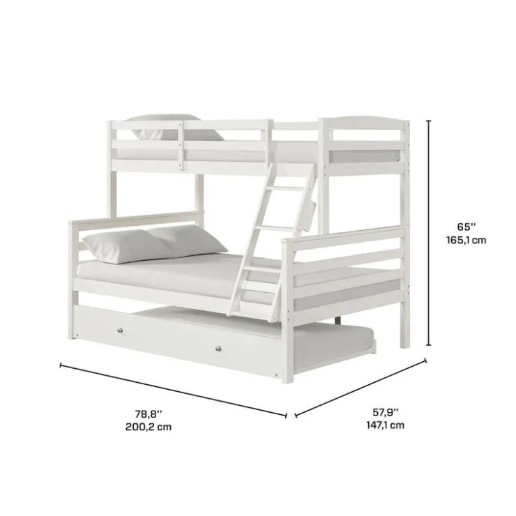 Bunk Bed with Trundle Bed - 39"/54" White Online