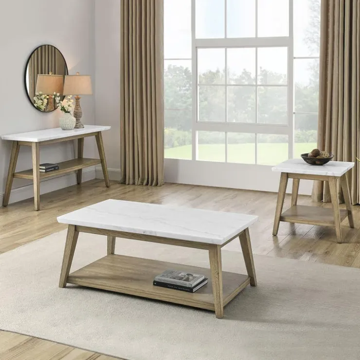 White Marble Top Console Table White / Naturel Outlet