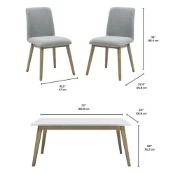 White Marble Top Dining Table with 4 Chairs - Grey White / Grey / Natural Discount
