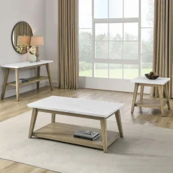 White Marble Top Side Table White / Naturel Outlet