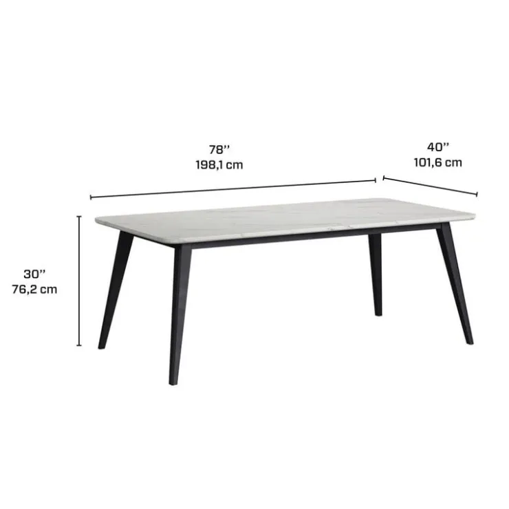 White Marble-Look Top Dining Table with 4 Chairs - Grey Fabric Black/Grey Hot
