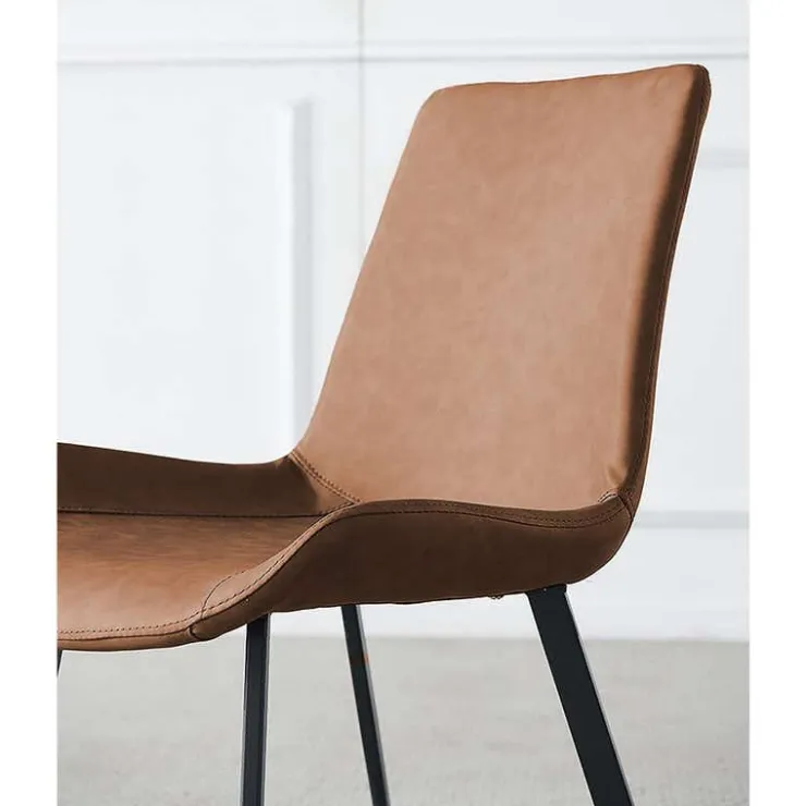Sintered Stone Dining Set with 4 Cognac Chairs - 48" White New