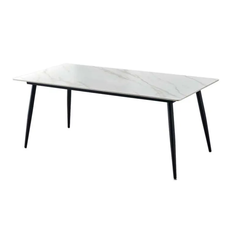 White Sintered Stone Dining Set with 4 Grey Chairs - 59" White Table/Chairs grey Hot