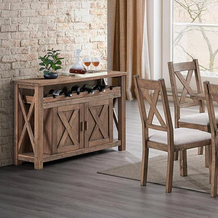 Wooden Buffet with a Wine Rack Brown Hot