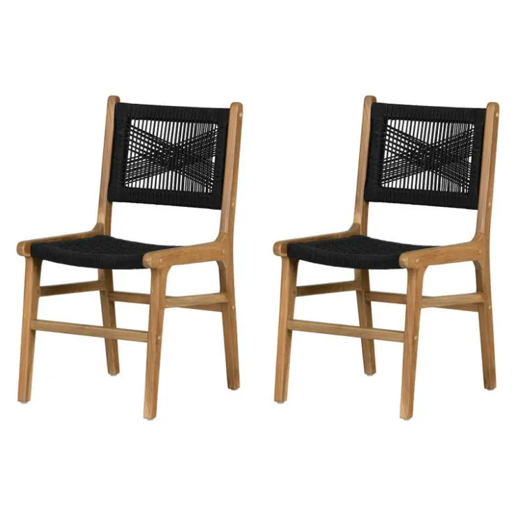 Meubles South Shore Woven Rope Chairs (Set of 2) - Black Black and Natural Outlet