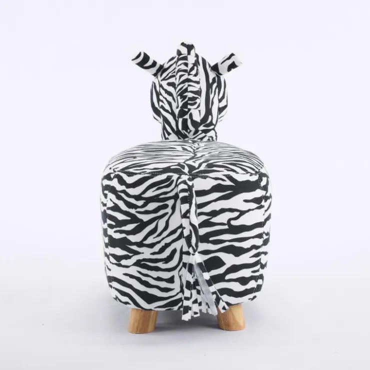 Zebra-Shaped Kids Pouf – 13" x 22.45" x 14.2" White/Black Discount