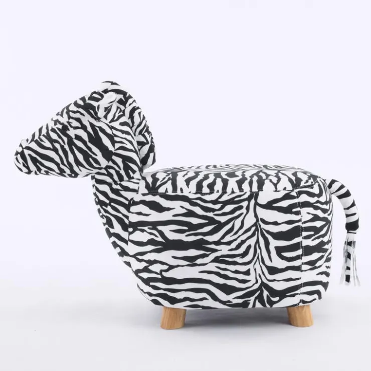 Zebra-Shaped Kids Pouf – 13" x 22.45" x 14.2" White/Black Discount
