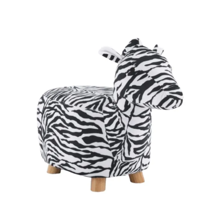Zebra-Shaped Kids Pouf – 13" x 22.45" x 14.2" White/Black Discount