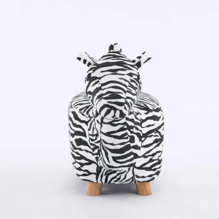 Zebra-Shaped Kids Pouf – 13" x 22.45" x 14.2" White/Black Discount