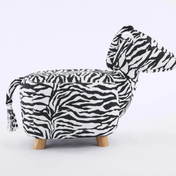Zebra-Shaped Kids Pouf – 13" x 22.45" x 14.2" White/Black Discount